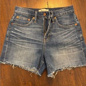 Madewell Blue Jean Shorts with Frayed Hem and Distressed Look